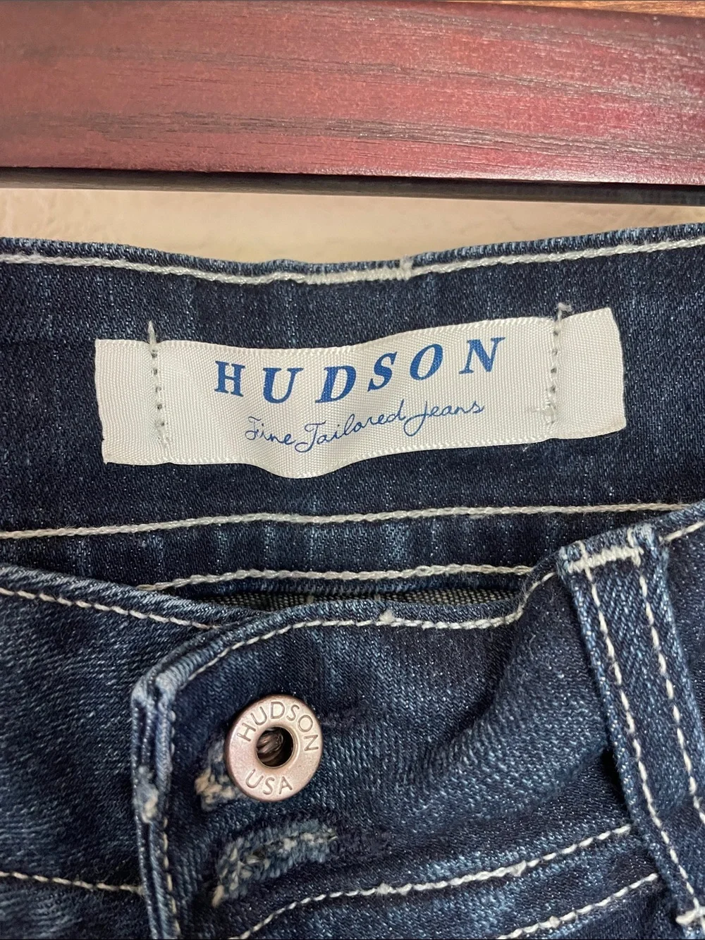 Hudson Flap Pocket Bootcut Low Rise Jeans Women's 29 Dark Indigo Flare Denim - Picture 4 of 12